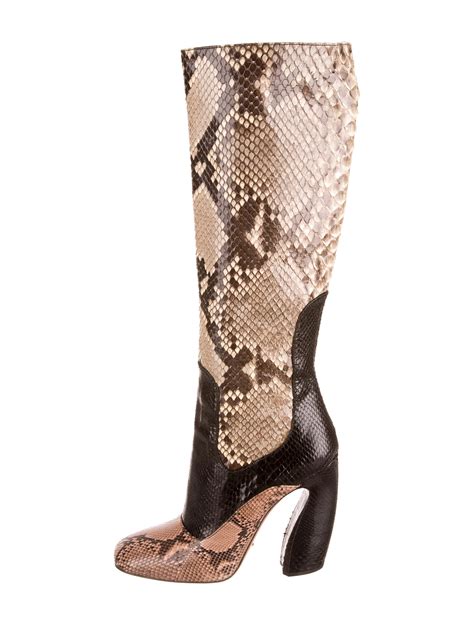 prada snakeskin shoes|Black Leather Boots .